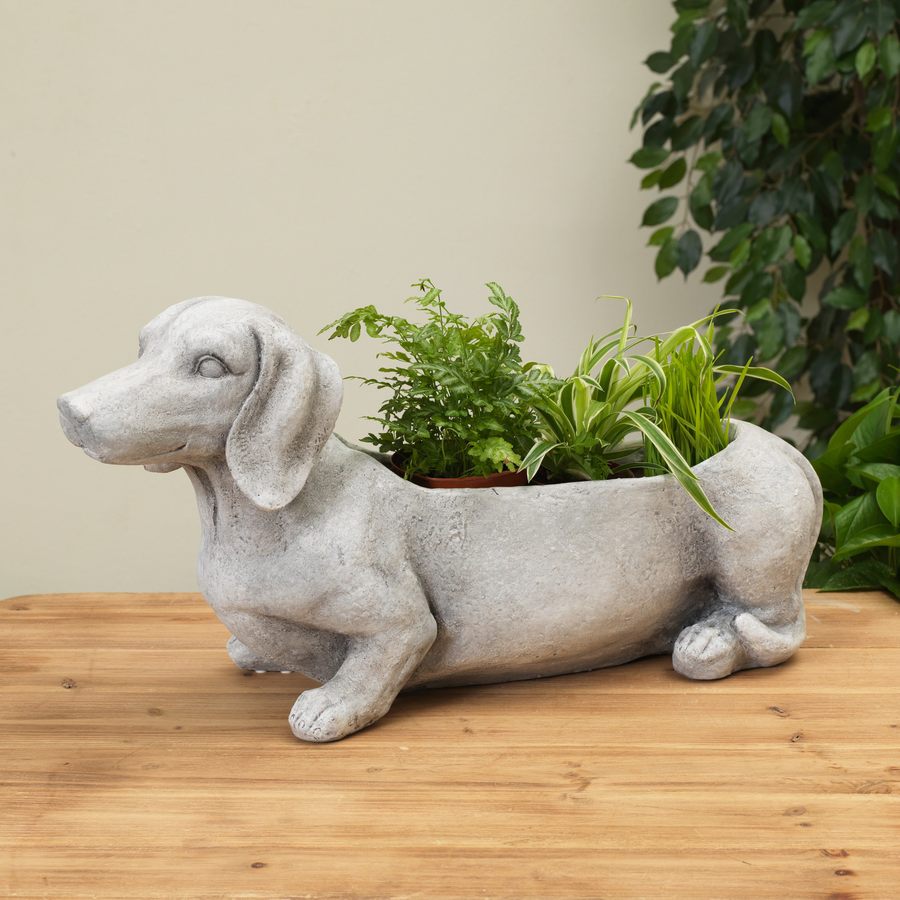 22 in. Magnesium Dog Figurine Planter